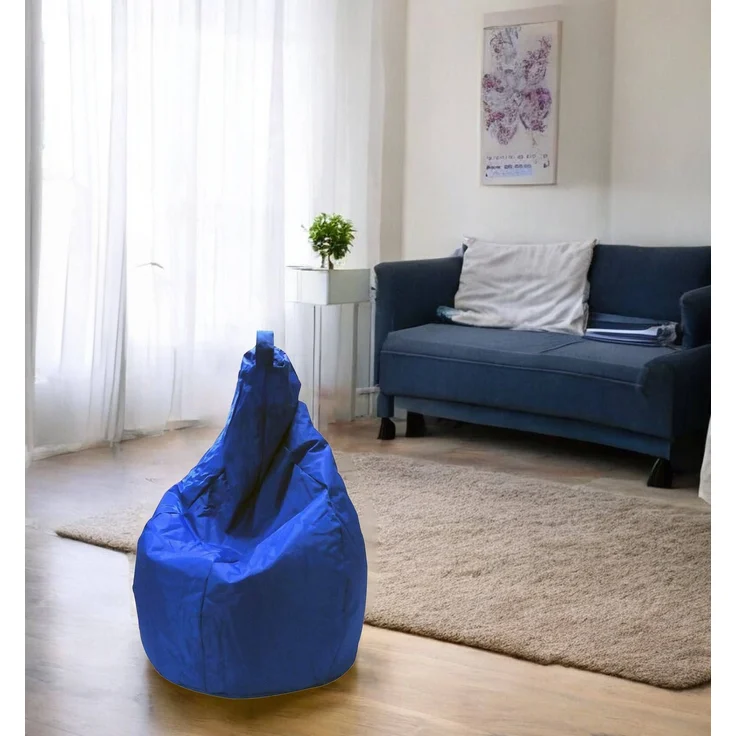 Dmora Pouf Angillina, Mehrzwecksessel, Sitzsack, Hockerhocker, Made in Italy, 80x80 h120 cm, Blau – Bild 2