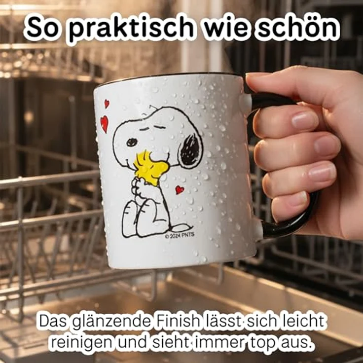 Peanuts Snoopy Woodstock Tasse - 330 ml Schwarz – Bild 6