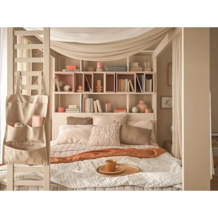 QMM TraumMöbel Himmelbett Calgary 160x200 weiß mit Lattenrost 2 Bettkasten, Regal (Einzelnes Möbelstück, Bett), mit Bettkasten und integriertem Bücherregal – Bild 5