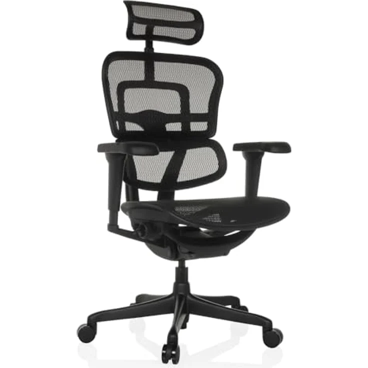 hjh OFFICE Bürostuhl ergonomisch ERGOHUMAN Signature GEN2 Originales Design, Bürosessel mit Flexibler Lendenwirbelstütze, Netzbespannung, Schwarz – Bild 2