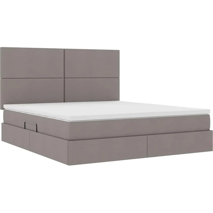 vidaXL LED-Speicherbett mit Matratze Taupe 160 x 200 cm Stoff 3372366 – Bild 6
