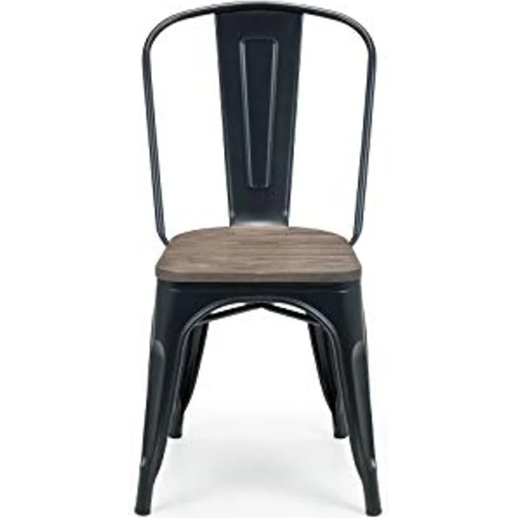 Julian Bowen 4er-Set Grafton-Metallstühle, Ulmenholz in Mokka und Schwarz – Bild 4