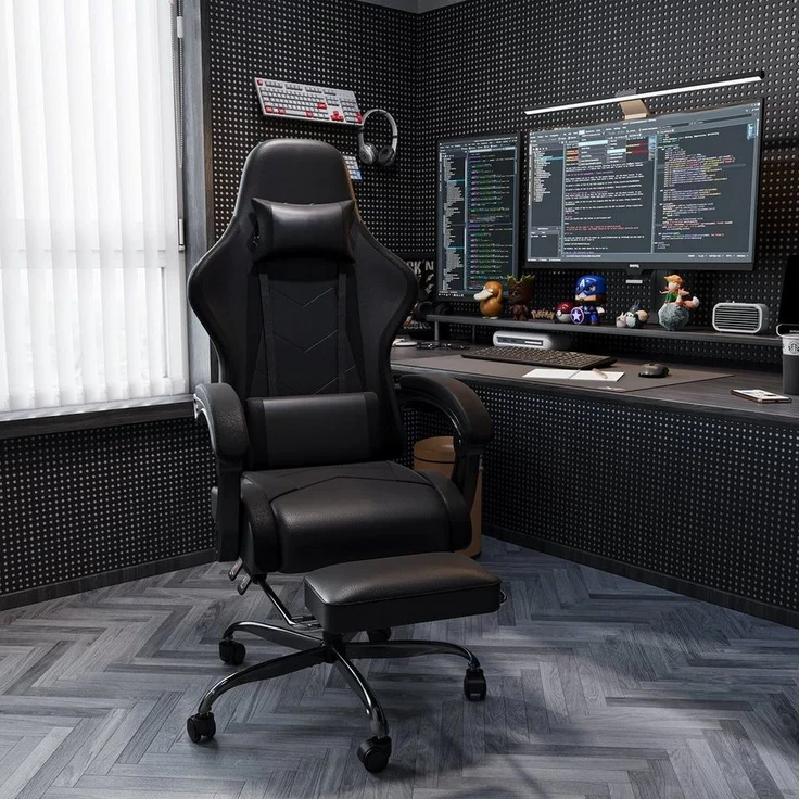 HOMALL Gaming-Stuhl Massage Gaming Stuhl mit Fußstütze 90-135° Rückenlehne einstellbar (Bürostuhl Ergonomisch,Verstellbarem Lenden- & Kopfkissen,mit Fußstütze) – Bild 1