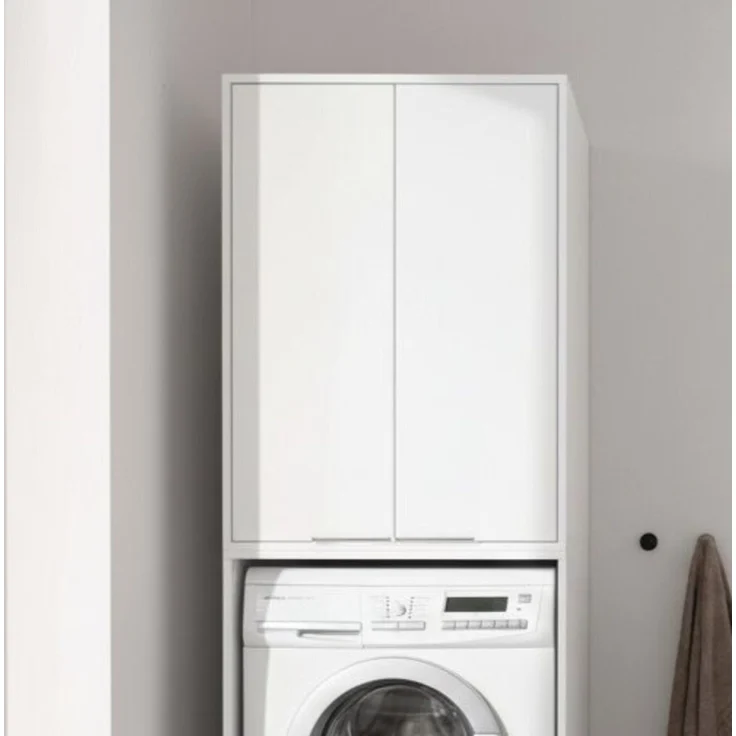 FACKELMANN Waschmaschinen Aufsatzschrank 65 cm breit, Weiß – Bild 2