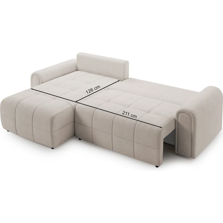 Selsey Simolla – Ecksofa mit Schlaffunktion und Bettkasten, links, Chenille, Greige – Bild 6