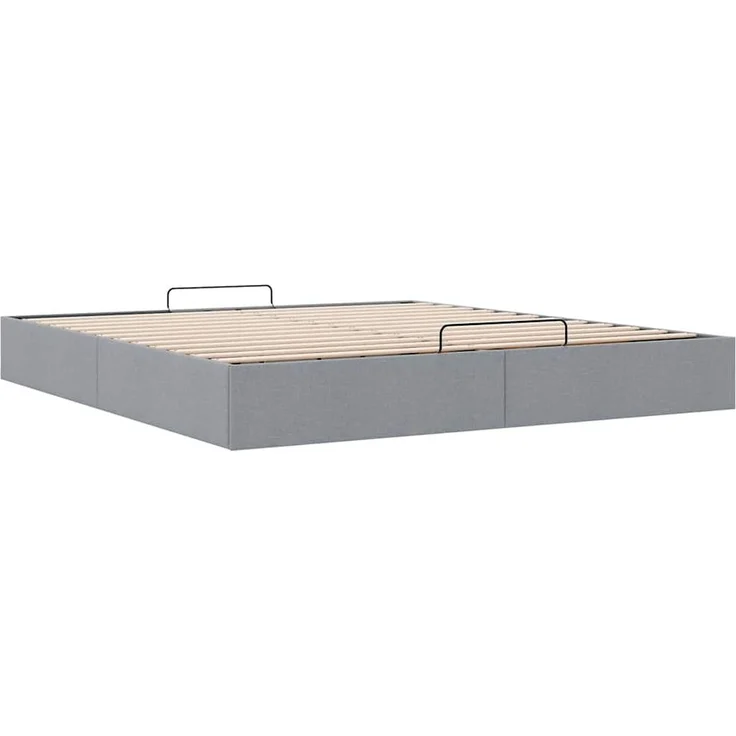 vidaXL Ottoman-Bett ohne Matratze Hellgrau 200x200 cm Stoff 3310903 – Bild 2