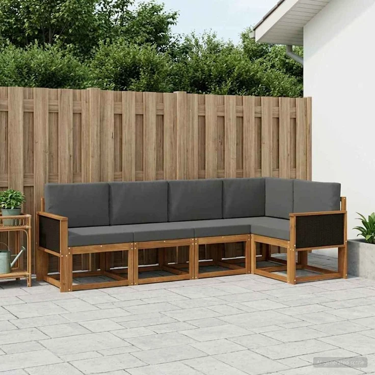 vidaXL Outdoor-Sofagarnitur 5 stk. 5-Sitzer Natur und Anthrazit 3385203 – Bild 1
