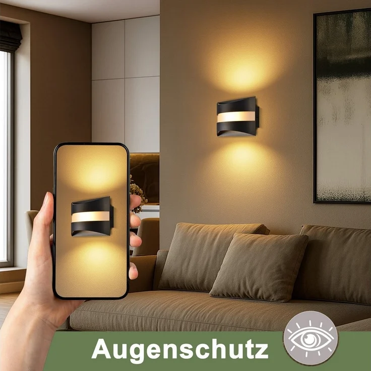 Nettlife LED Wandleuchte LED Wandleuchte Schwarz 5W 3000K, LED fest integriert, Warmweiß, für Wohnzimmer, Schlafzimmer, Flur, Treppenhaus, Arbeitszimmer – Bild 2