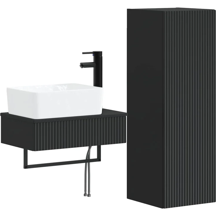 vidaXL Badezimmermöbel-Set 2 stk. Schwarz 33 x 34,5 x 100 cm 3406104 – Bild 2