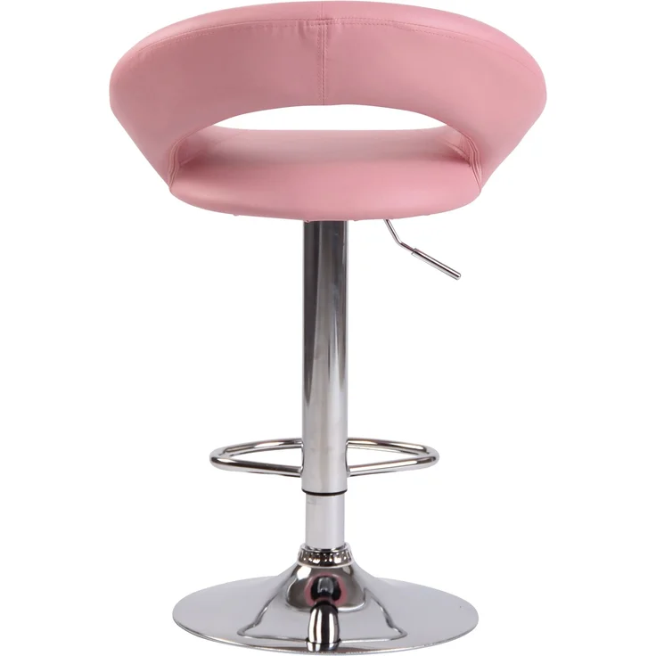 2er Set Barhocker MEKIM - Kunstleder Pink 53x47x80 cm Silber | Barstuhl Höhenverstellbar Mit Lehne Drehbar Tresenhocker Tresenstuhl Kneipenhocker – Bild 6