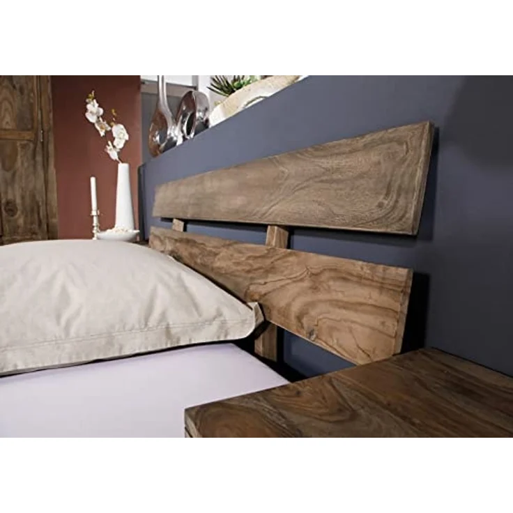 Bett Sheesham 180 x 200 x 75 grau geölt NATURE GREY #212 – Bild 4