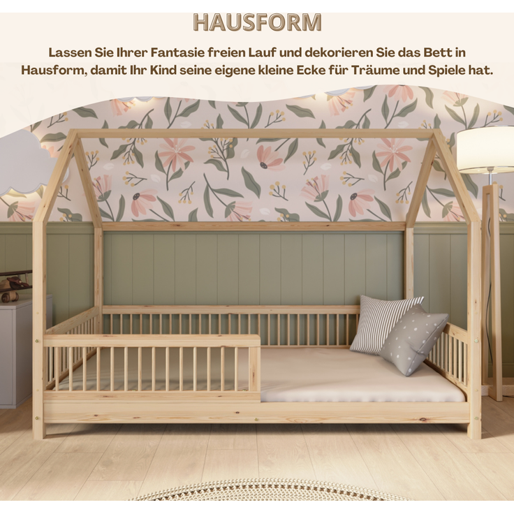 Crazy Pine 'Crazy Polly' Hausbett mit Rausfallschutz, Holz natur, 90x190 cm – Bild 8