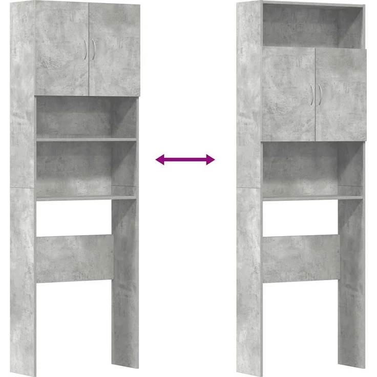 vidaXL Waschmaschinenschrank Betongrau 64x24x190 cm Holzwerkstoff 859130 – Bild 8