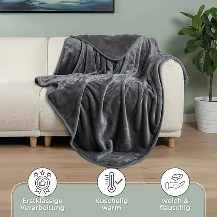 Wohndecke Cashmere-Feeling Kuscheldecke super weich & flauschig – Fleecedecke, Gräfenstayn, dicke & warme Sofadecke, Wohndecke & Tagesdecke - Überwurf Sofa, Couch – Bild 4