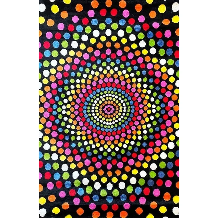 Vimoda Teppich Kurzflor Bunt Teppichwohnzimmer Patchwork Wellen, Rechteckig, Höhe: 12 mm, Läufer Punkte,Farbig, Modern Läufer,Weich,dick – Bild 3