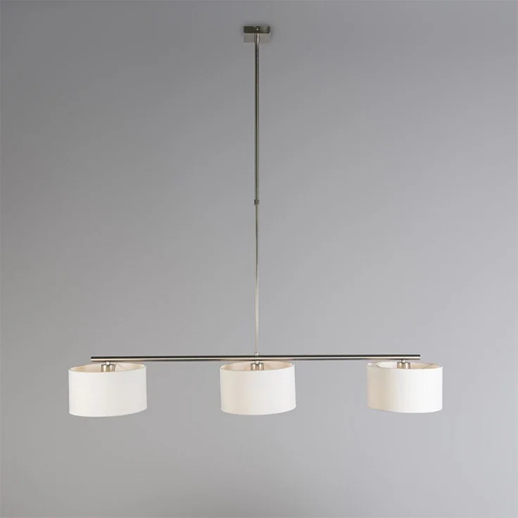 Qazqa Pendelleuchte Vt, ohne Leuchtmittel, E27, Weiß, Modern, Stahl, 3-flammig – Bild 2