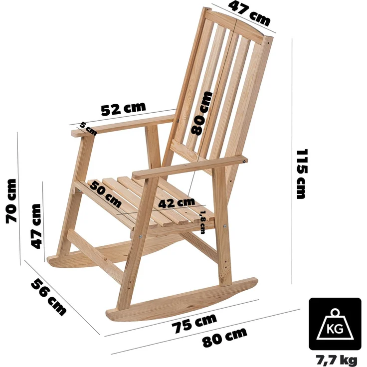 KADAX Schaukelstuhl aus Naturholz – Bild 2
