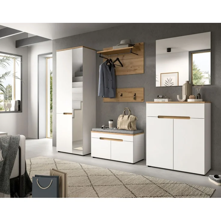 Garderobe Set 7-tlg. Cooper in weiß und Eiche 255 cm – Bild 6