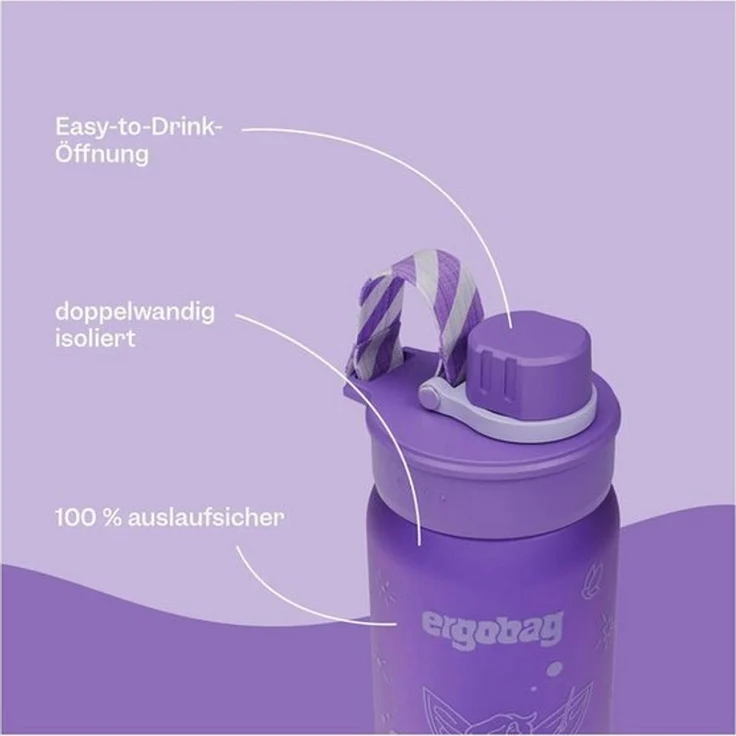 ergobag Trinkflasche Trinkflasche, auslaufsicher und kohlensäuregeeignet – Bild 2