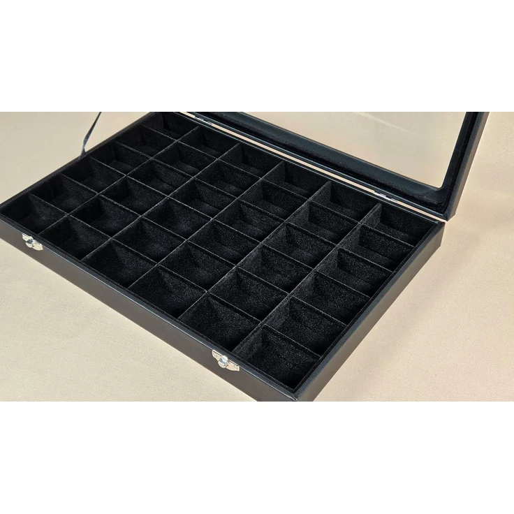 Yudu Schmuckkasten Schmuckkasten Schmucklade Schmucktablett Glasdeckel schwarz – Bild 3