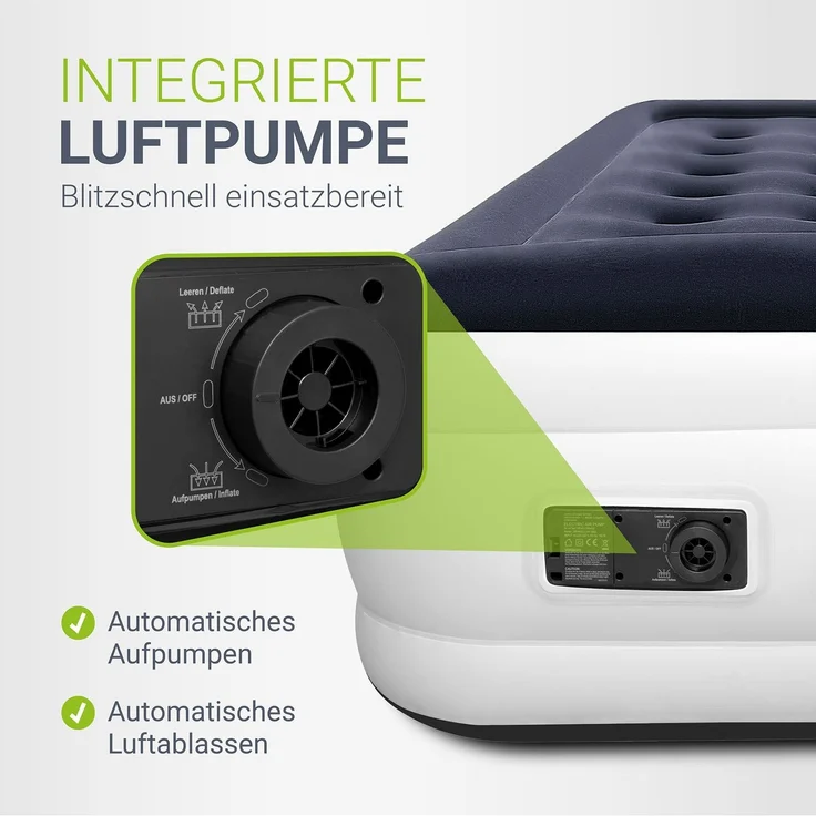 Juskys Luftmatratze Sapri M in Blau-Weiß - 1 Personen Luftbett selbstaufblasend - aufblasbare Matratze als Gästebett oder Camping - integrierter Pumpe – Bild 3