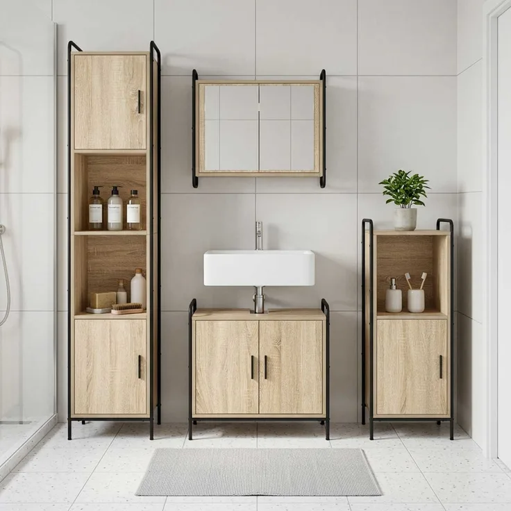 vidaXL Badezimmerschrank-Set 4 stk. Sonoma-Eiche 40 x 36 x 181 cm 3444592