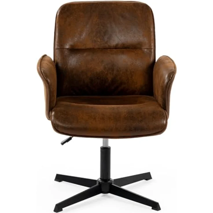 MEUBLE COSY Bürostuhl Ergonomisch Schreibtischstuhl mit höhenverstellbar Armlehnen 360° Drehbar Schminkstuhl Sessel für Büro Wohnzimmer Schlafzimmer Vanity, Wildleder, Braun – Bild 2
