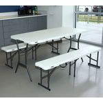 Lifetime Bierzeltgarnitur, 3-teilig, klappbar, Kunststoff weiß, 182 x 76 x 74 cm