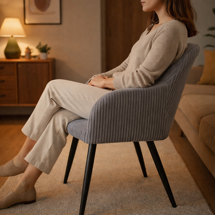 Albatros Esszimmerstuhl SILA – 2er Set Polsterstühle mit Armlehnen, Cord-Bezug | Küchen- & Esszimmerstühle für Küche, Wohnzimmer & Esszimmer | Esstisch Stühle | Grau – Bild 9