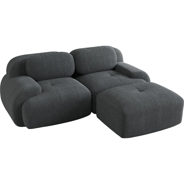 Ecksofa aus weichem Cordstoff,modular kombinierbar mit gebogenen Armlehnen ohne Montage hochelastische Schaumstoffpolsterung für Wohnzimmer Ruhezonen und Schlafzimmer,Cordstoff,Grey, – Bild 4