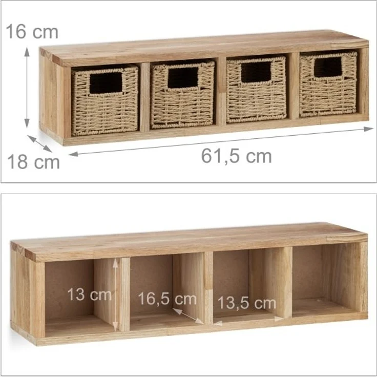 Walnuss Wandregal mit Körben 10020648_342 – Bild 4