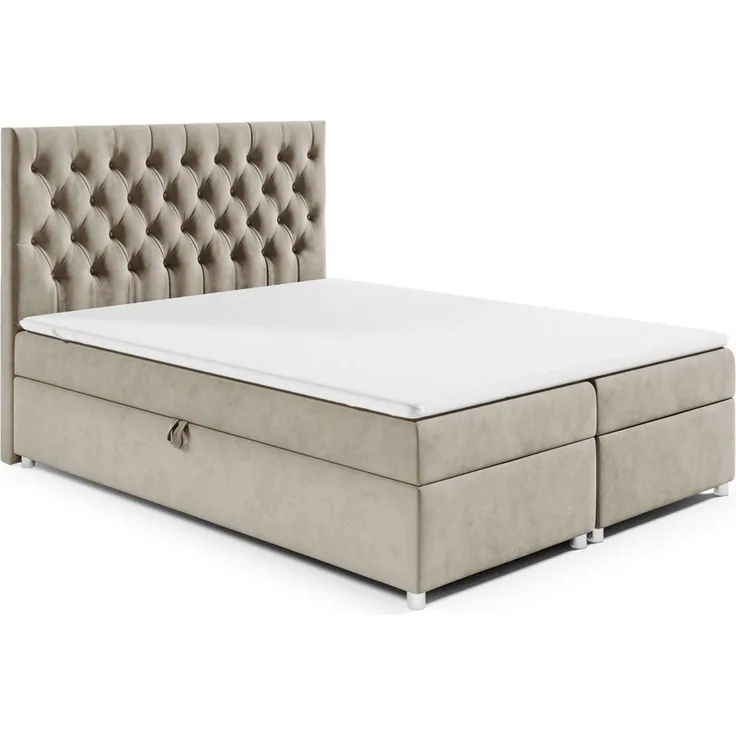 Best for Home Boxspringbett mit Bettkasten Doppelbett Trinity K14 Bonellfederkern inkl 7cm Topper (140x200 160x200 180x200 200x200 cm, Bonell-Matratze, gepolstertes Kopfteil, Polsterbett versch. Größen), mit oder ohne Topper, Flexible Liefermöglichkeit...