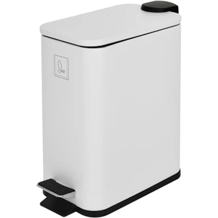 SVITA Mülleimer ST5, Treteimer, Softclose-Funktion, 5L, Stahl pulverbeschichtet, Weiß – Bild 5