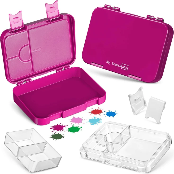 My Vesperbox® Brotdose für Kinder mit Fächern [LEN] - Lunchbox mit Trennfächern - Bento Box - Jausenbox - Brotzeitbox für Schule & Kindergarten - Vesperdose für Jungen & Mädchen