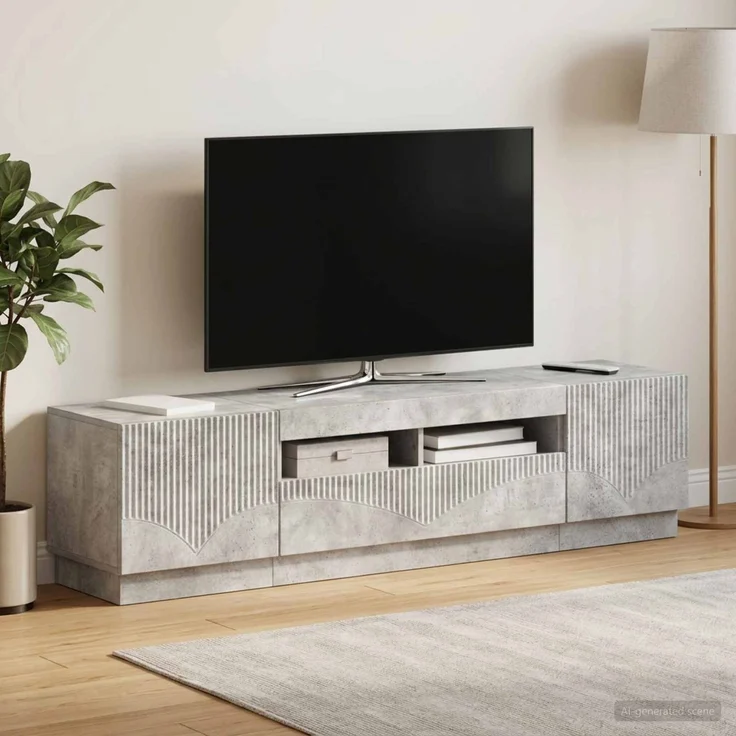vidaXL LED-TV-Schrank HOORN 3 stk. Betongrau Holzwerkstoff 3416842 – Bild 1