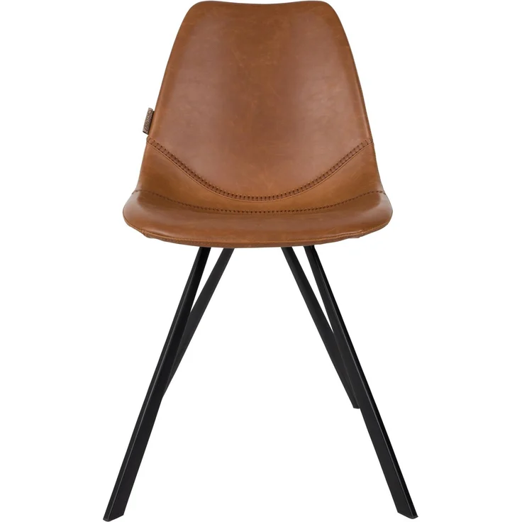 Dutchbone Esszimmerstuhl Franky im 2er-Set, Kunstleder Braun mit schwarzem Stahlgestell im Vintage-Look für Wohnzimmer – Bild 2