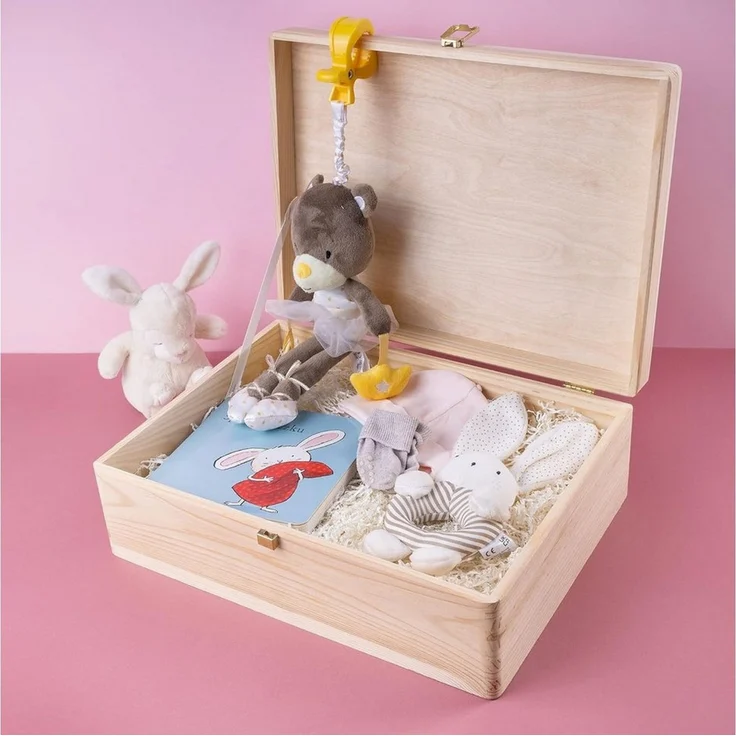 Creative Deco Holzkiste Natur mit Deckel und Schloss, Erinnerungsbox Baby Groß Holzbox mit Deckel Unlackiert Kasten – Bild 3