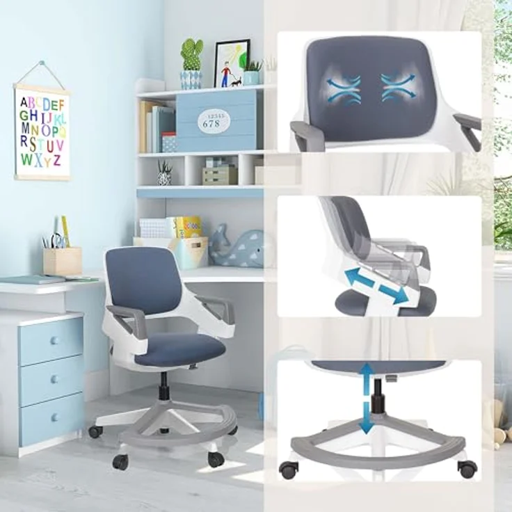 hjh OFFICE Drehstuhl Kinderdrehstuhl KID FLEX Stoff mit Armlehnen (1 St), Kinder Bürostuhl mitwachsend, ergonomisch – Bild 5