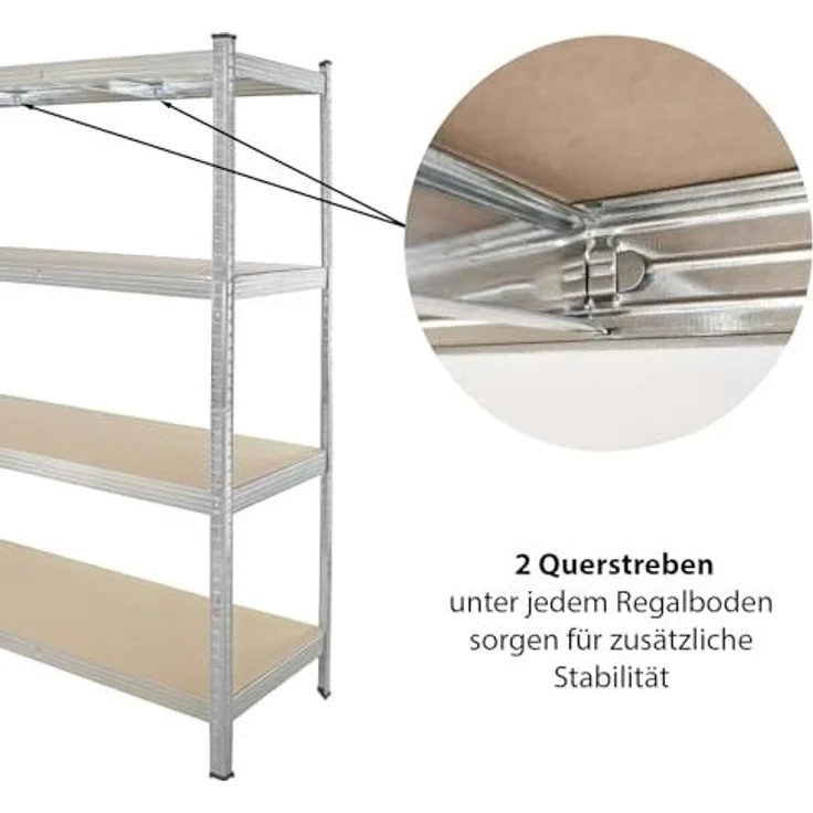 Schwerlastregal 180x160x60 cm Traglast 1000 kg Steckregal Lagerregal Kellerregal Werkstattregal – Bild 6