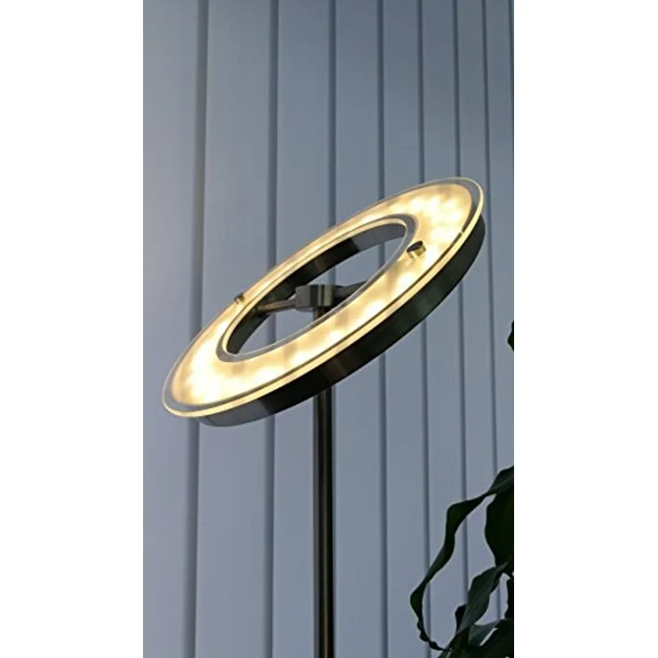 TRANGO LED Stehlampe, Touchdimmer & Stufenlos dimmbar, 1515 LED Stehlampe 2-flammig mit LED Modulen Serie *MOTHER-SON* I 24 Watt stufenlos dimmbar I satiniertes Glas Lampenschirm I Höhe ca. 1800mm schwenkbar & drehbar, modern & chic Stehleuchte – Bild 4