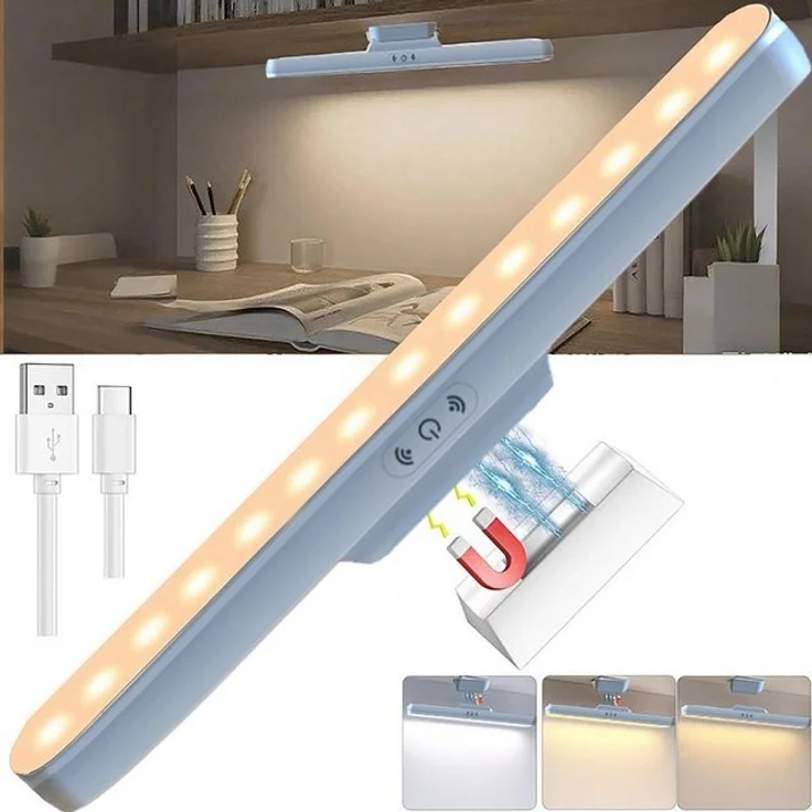 OYLCDI Schreibtischlampe LED Tischlampen, LED Nachttischlampe,LED Unterbauleuchte, LED fest integriert, Drehbarer Winkel des Lichtkörpers, USB Wiederaufladbar Schranklicht, Kaltes Licht, natürliches Licht, warmes Licht, für Arbeitszimmer, Treppen, Küch... – Bild 4
