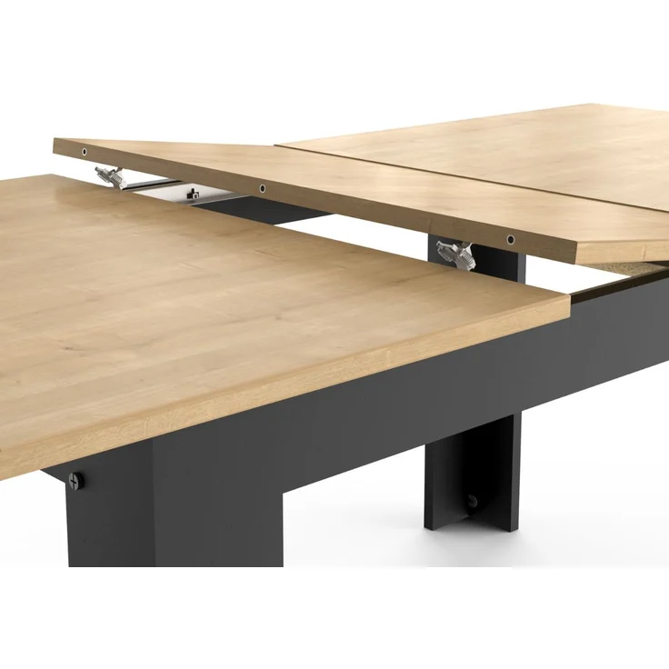 Calicosy 'CRAFT' Ausziehbarer Tisch 160 / 200 cm - Eiche Dekor und Schwarz - Helles Holz – Bild 6
