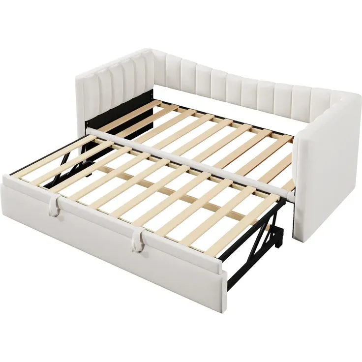 Schlafsofa mit Lattenrost und Ausziehbett, Bettfunktion, 90x200 cm/180x200 cm, Einzelbett, Polsterbett, Samt – Bild 8