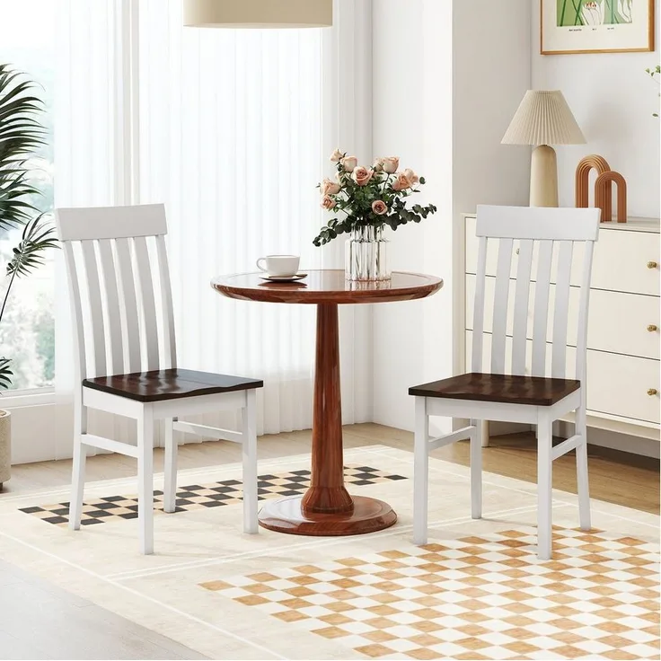 COSTWAY Esszimmerstuhl (2 St), mit ergonomischer Rückenlehnen & vertieftem Sitz