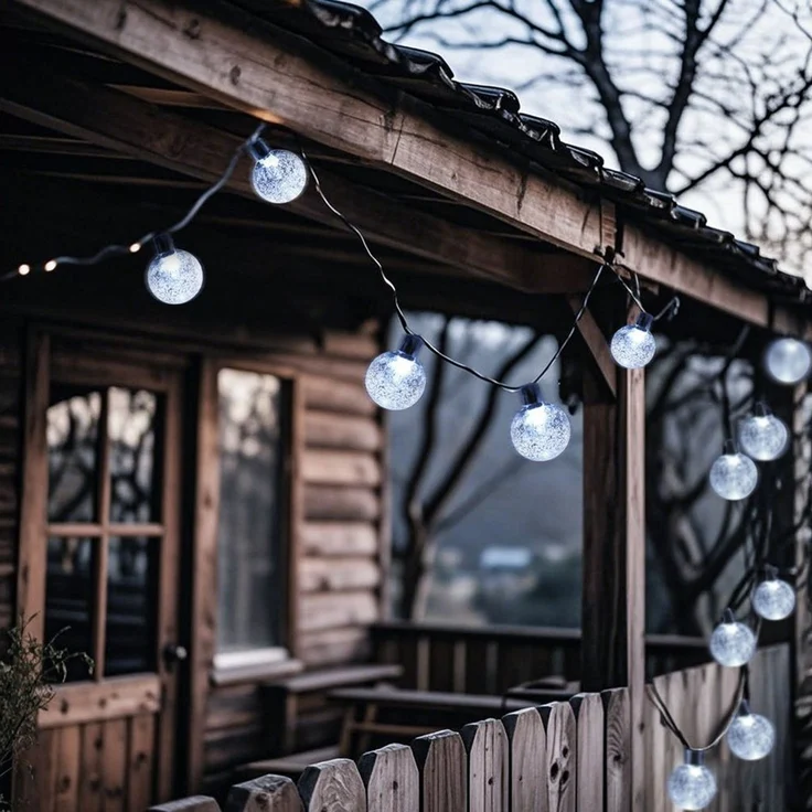 Salcar LED Solarleuchte LED Kugel-Lichterkette Außen Solar Gartenleuchte Weihnachtsdeko, 2-Leuchtmodi, 5m 20LED, Kaltweiß – Bild 2
