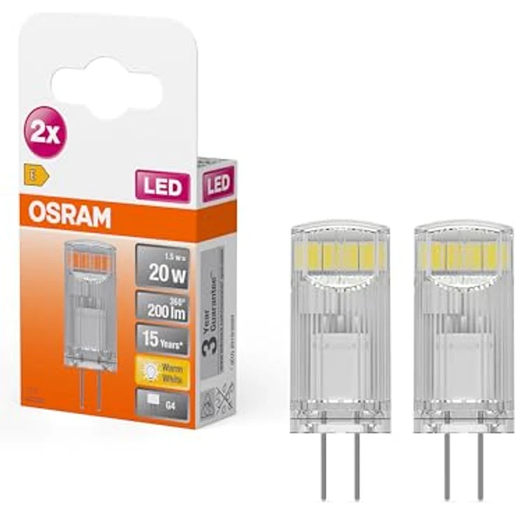 OSRAM G4 LED-Stiftsockellampe 1,5W, warmweiß 2.700K, klar, 2er-Pack – Bild 1