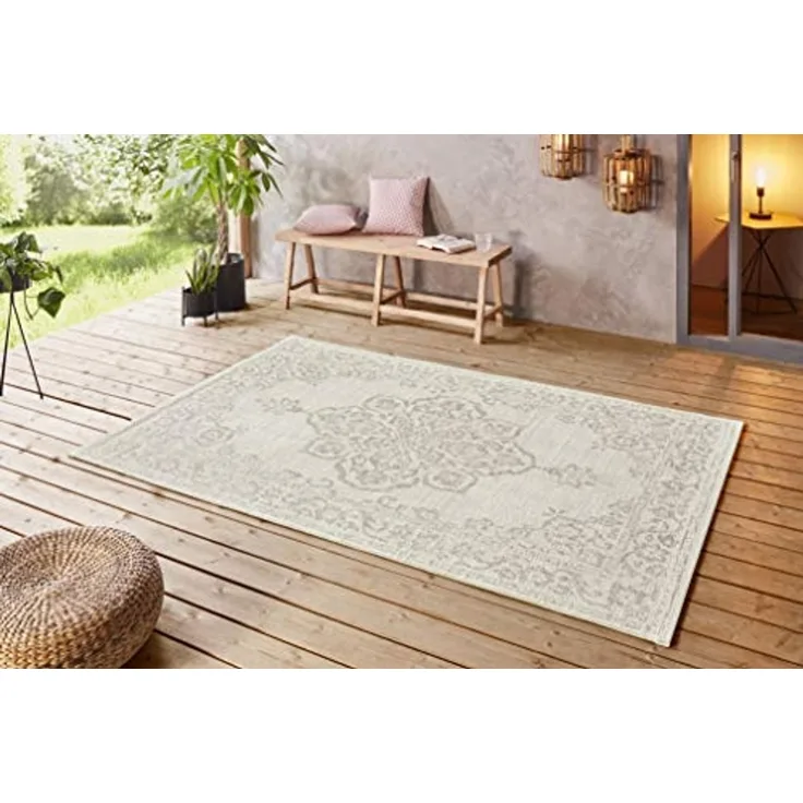 In- & Outdoor Teppich Tilos Creme Beige - 120x170x0,8cm