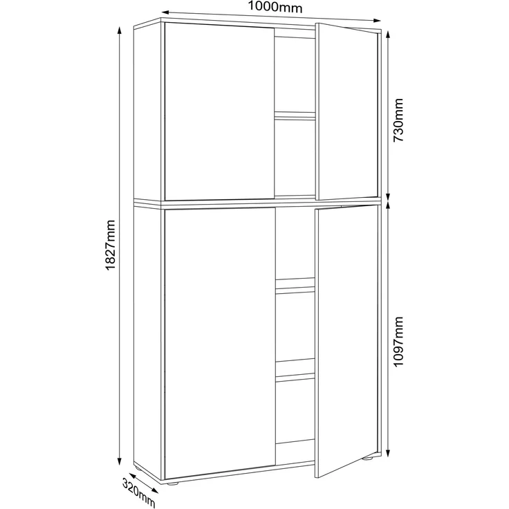 VCM Büroschrank Salia 920804 Anthrazit H. 183 x B. 100 x T. 33 cm – Bild 4