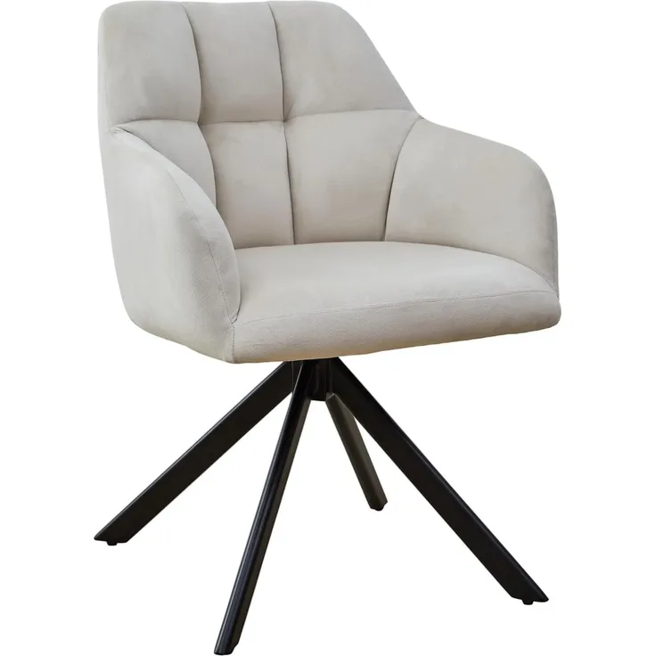 SVITA Esszimmerstuhl SORA, 360° drehbar, dick gepolstert, Stahlbeine, Samtbezug, Creme