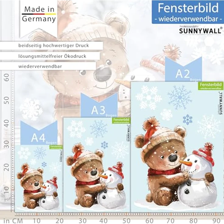 Sunnywall Fensterdekoration Kinderzimmer Fensterbild Winter, beidseitigger Druck, statisch haftend – Bild 5